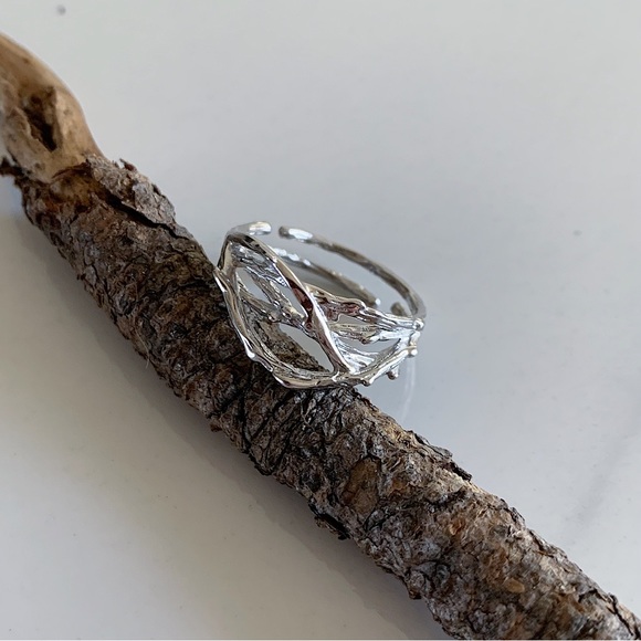 Irregular silver ring net ring multi layer ring sterling silver ring - Picture 5 of 7